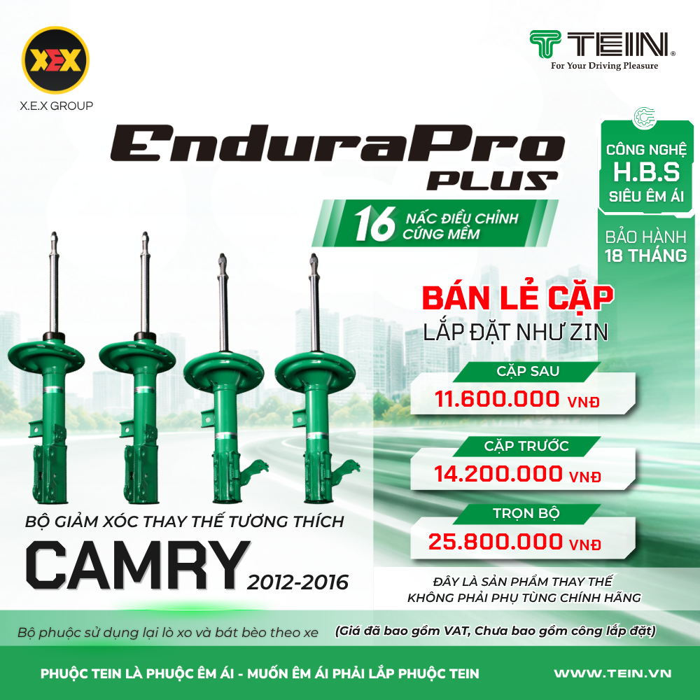 GIẢM XÓC THAY THẾ TƯƠNG THÍCH TOYOTA CAMRY (2012-2016) TEIN ENDURAPRO PLUS