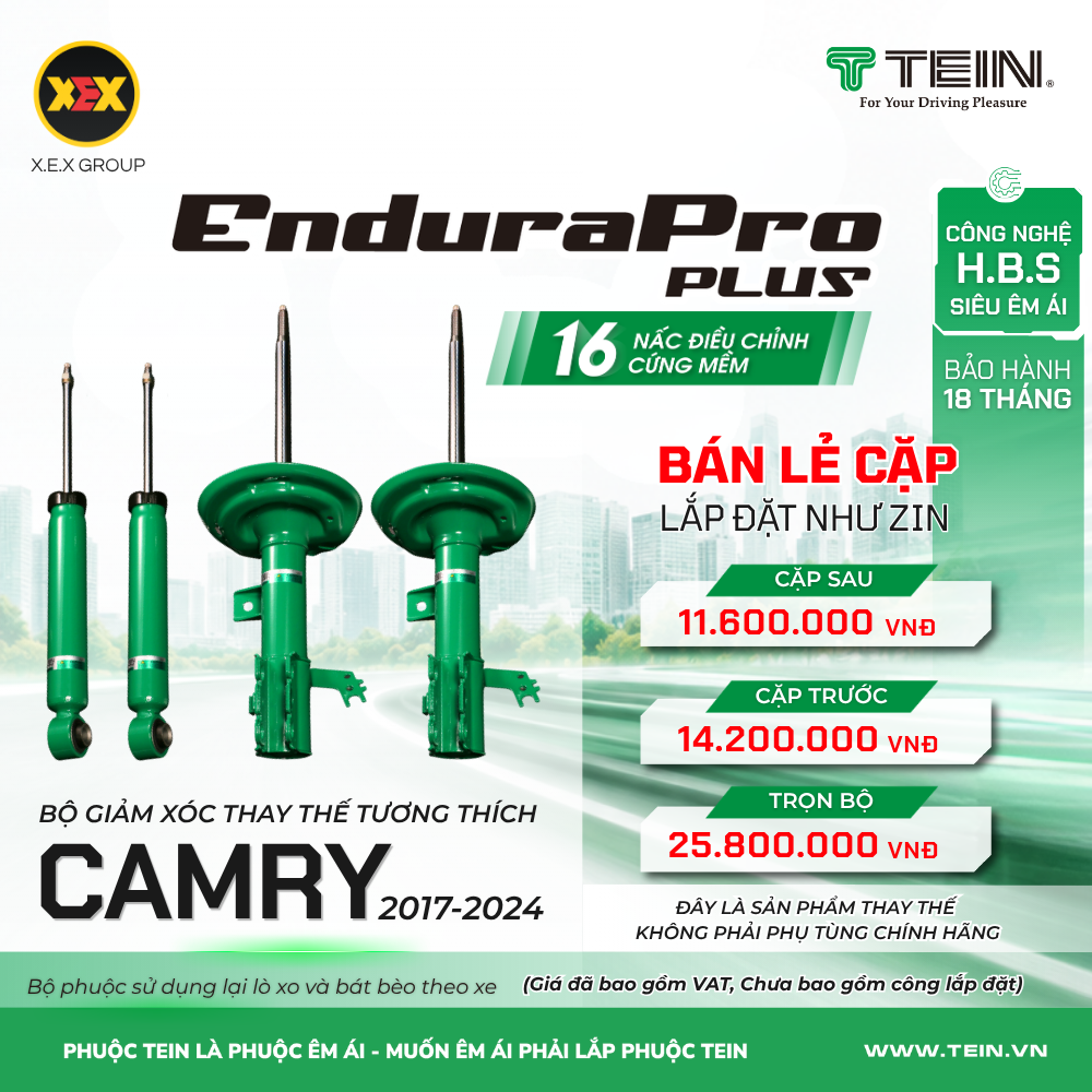 GIẢM XÓC THAY THẾ TƯƠNG THÍCH TOYOTA CAMRY (2017-2024) TEIN ENDURAPRO PLUS