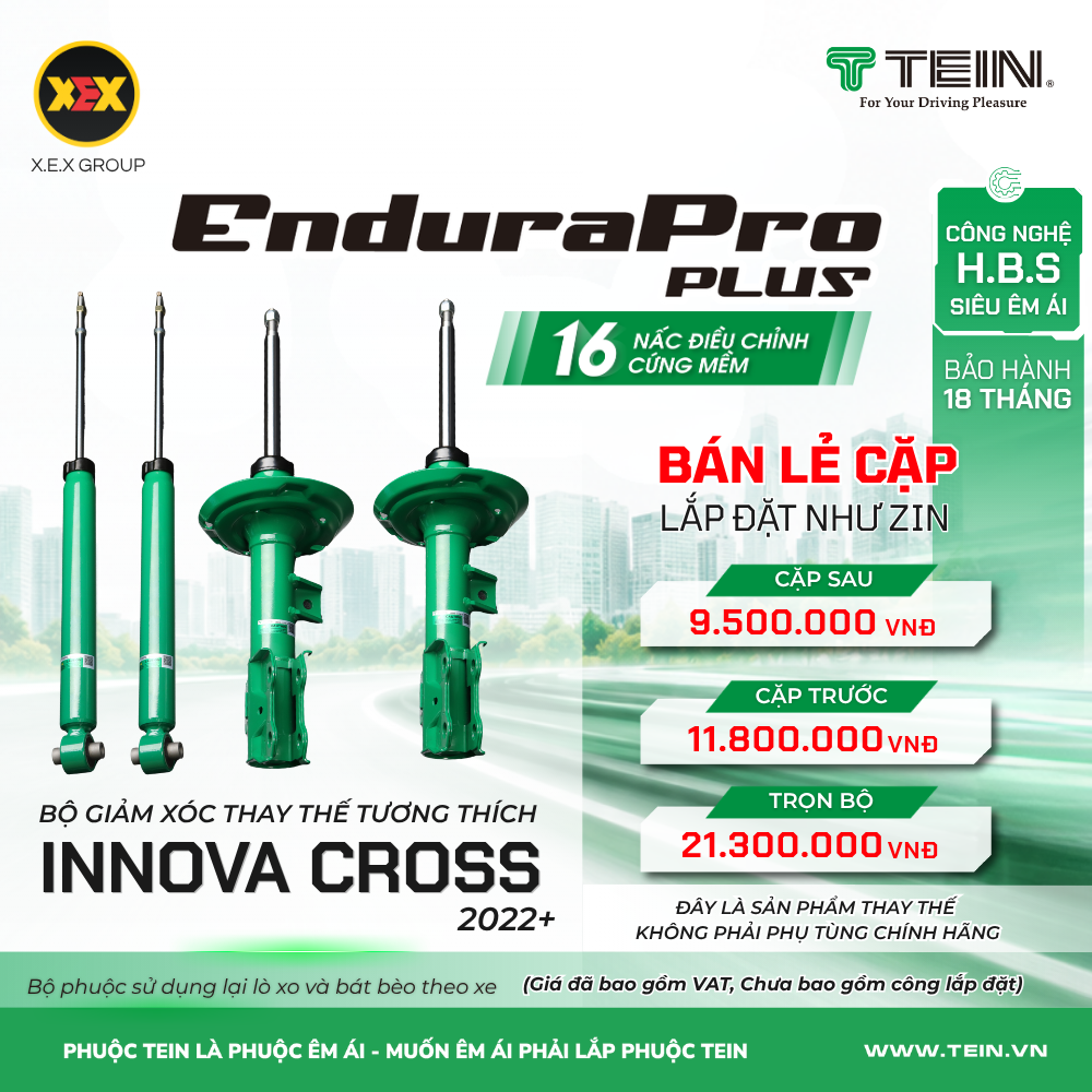 GIẢM XÓC THAY THẾ TƯƠNG THÍCH TOYOTA INNOVA CROSS (2022+) TEIN ENDURAPRO PLUS