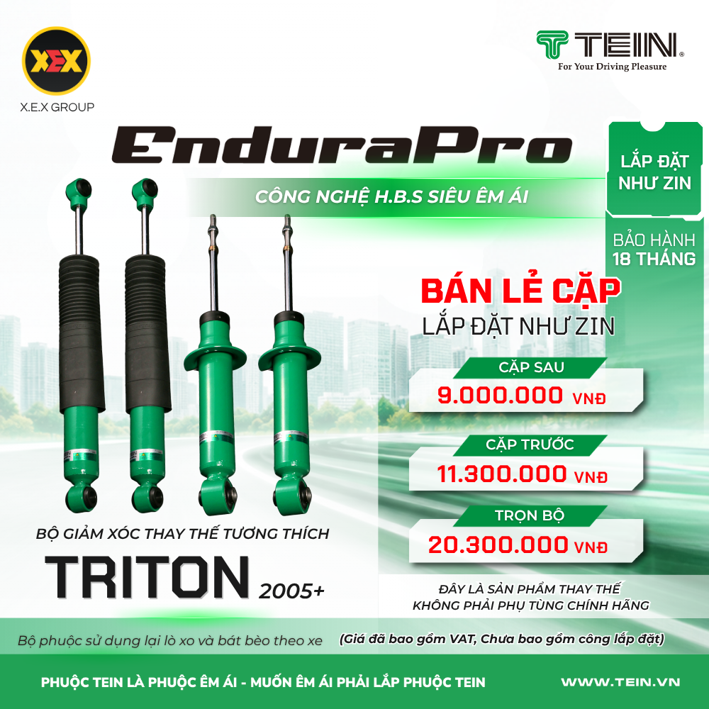 GIẢM XÓC THAY THẾ TƯƠNG THÍCH MITSUBISHI TRITON (2005+) TEIN ENDURAPRO PLUS
